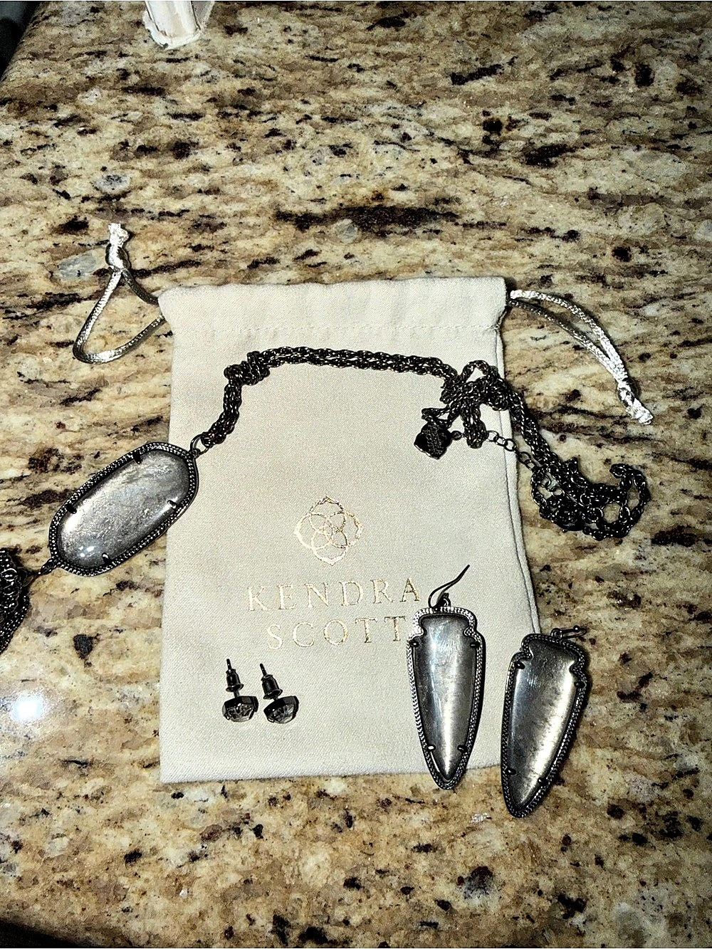 Kendra Scott Rayne Necklace & Earring Set Gunmetal